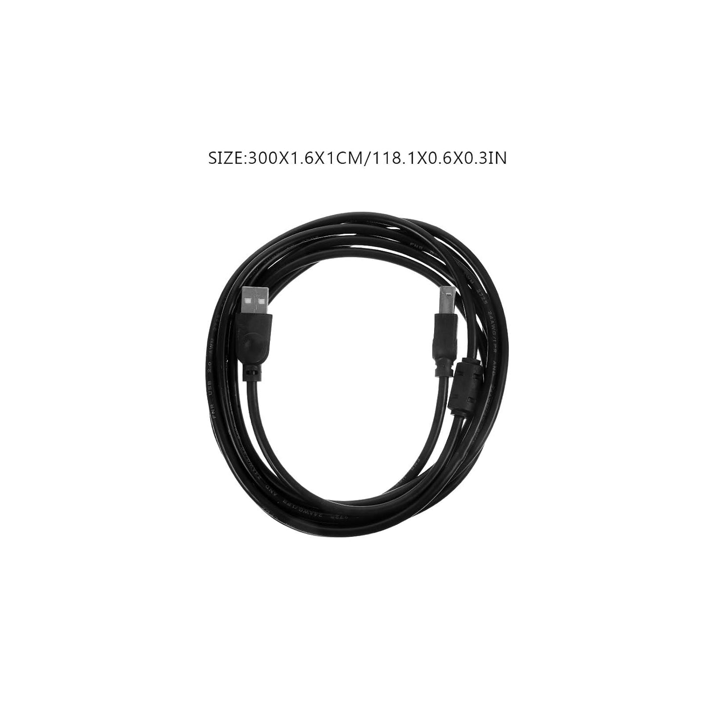 Generic 2.0 3 USB Printer Cable Meter Black for Computer Fax Machine Copier Office Printing Supply