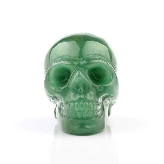 50mm Green Aventurine Carved Skull Crystal Reiki Healing Statue Collectible Figurine Charka Stone