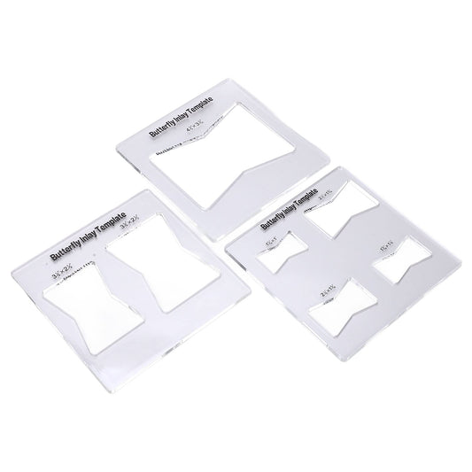 3Pcs Different Butterfly Inlay Template Kit,Dimension Reference Figure 2, Acrylic Bowtie Router Jig Templates for Woodworking, Furniture Repair & Reinforcement with Transparent Scale Markers