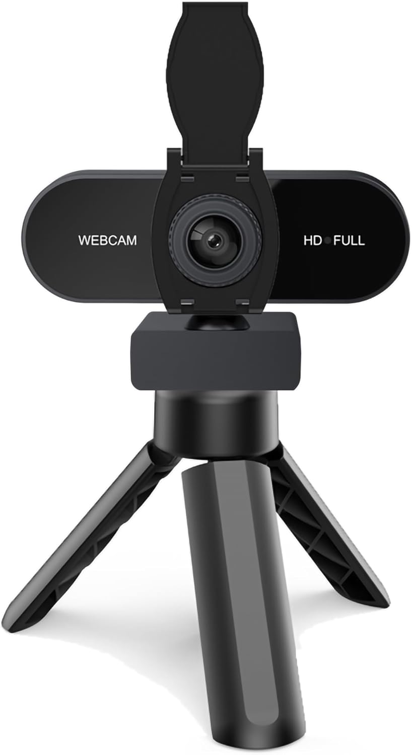 TOYAYAYO 2K HD Webcam with Microphone, Noise Cancellation, Privacy Cover, Wide-Angle Lens, Auto Light Correction, Plug