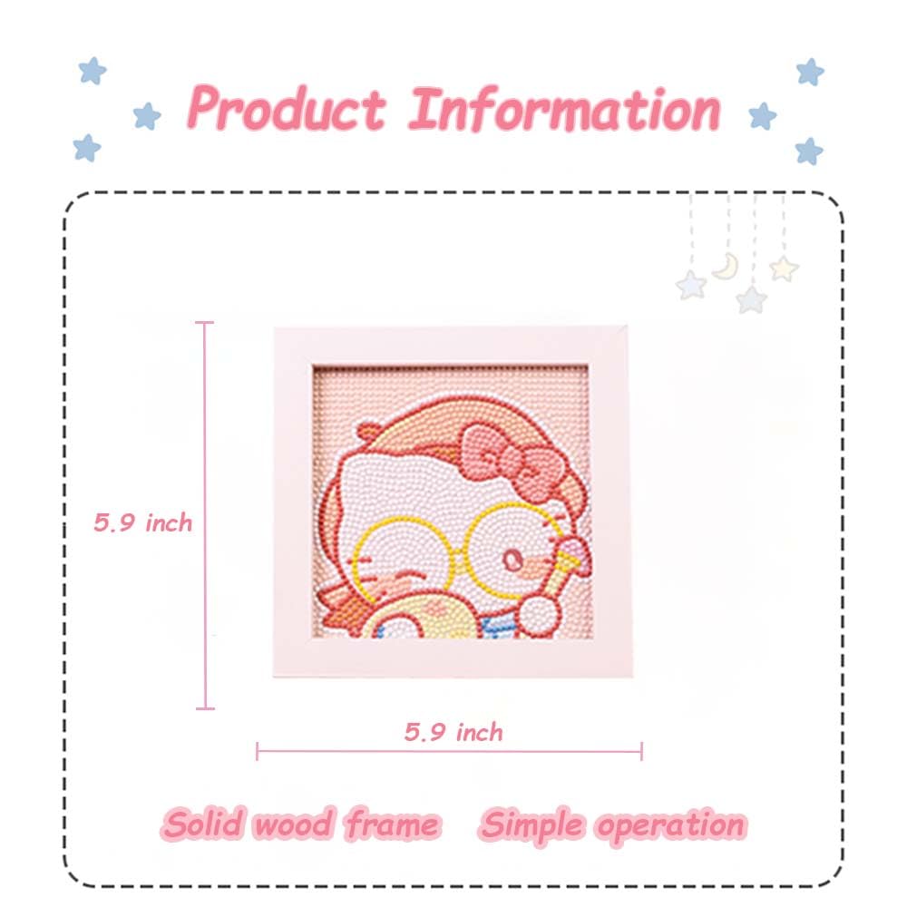 Akutoer Cute Anime 5D Diamond Drawing Kits, Gem Arts & Crafts Supplies with Frames, Cartoon Painting with Diamond, DIY Paint Supplies for Kid(Pocho)