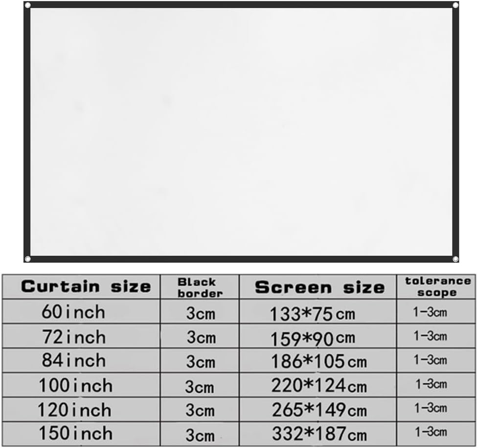 Zornaveli 4K 60"|72"|84"|100"|120"|150" (60 INCH) Projector Screen, HD Home Movie Projection Screen, Anti-Crease