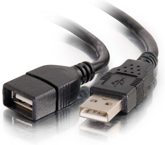 C2G 52107 6.56 (2 USB A to A Long USB Extension Cable, Feet Meters), Black