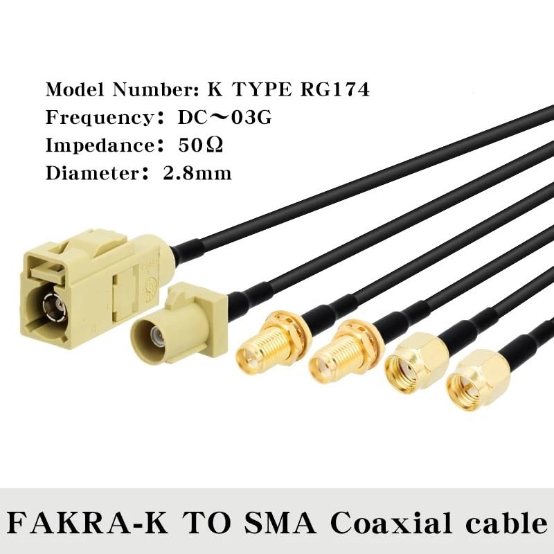 bodateng RG174 50Ohm Cable(3.28ft-1m) LIHUA Fakra K Male/Female Coaxial Cable for Car Satellite GSM Cellular for Car