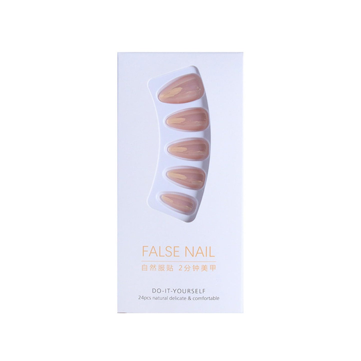 Almond Press on Nails Medium Pink Fake Nails Glossy Chrome False Nails with Designs Solid Color Glue on Nails Full Cover Acrylic Stick on Nail for Women Girls Manicure 24 Pcs
