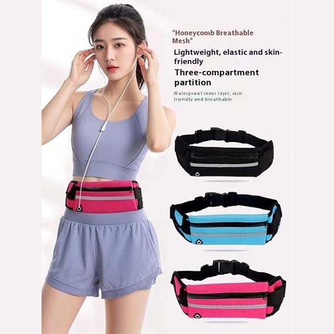 Adjustable Elastic Fitness Fanny Pack for Sports, Running Belt Waist Pack, Waterproof Sports Fanny Pack,Outdoor card wallet，Leisure travel wallet，5 color options available (rose red)