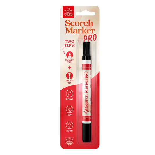 Scorch Marker - Wood Burning Marker, 2 in 1 Pyrography Kit for Adults, Woodburning Tool for Crafts, Stencils & Letters, DIY Pen Kit with Brush & Bullet Tips, Engraving Pen for Wood Burning Projects