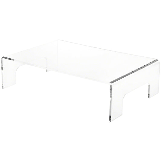 Plymor Clear Acrylic Display Riser with Tray Handles, 4" H x 15" W x 10" D (3/16" thick)