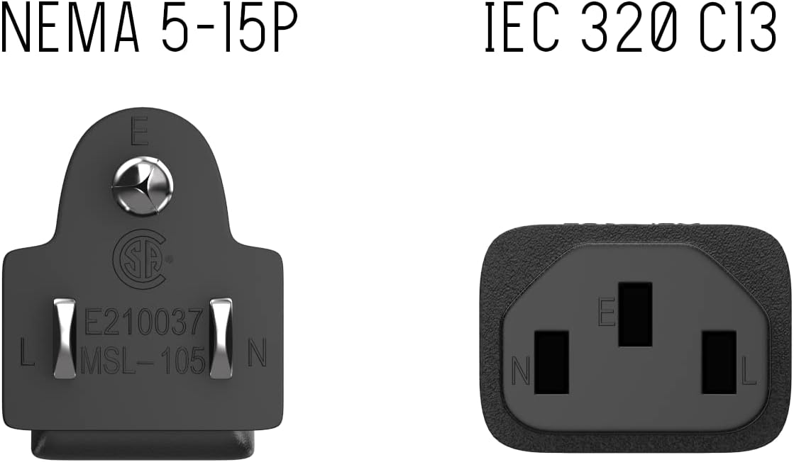 Cable Leader 5ft 18 IEC320 C13 5-15P, AWG Universal Power Cord to NEMA Extension Power Cord, Compatible with Computers