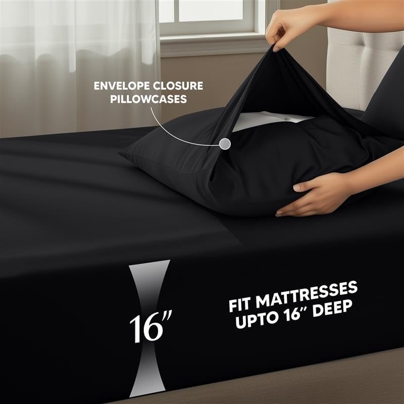 Utopia Bedding Twin Sheet Set - Soft & Breathable Microfiber 3-Piece Bed Sheets | Oeko-Tex Certified (Black)