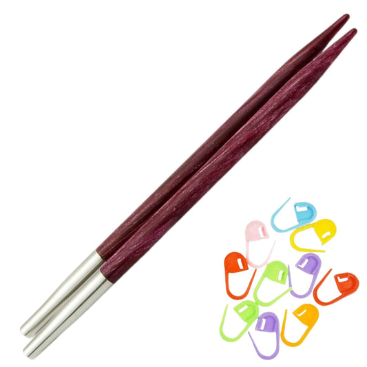 KnitPro Dreamz Interchangeable Circular Knitting Needles 4 inch, Size 6 (10cm, 4.00mm) with 10 Colorful Stitch Markers
