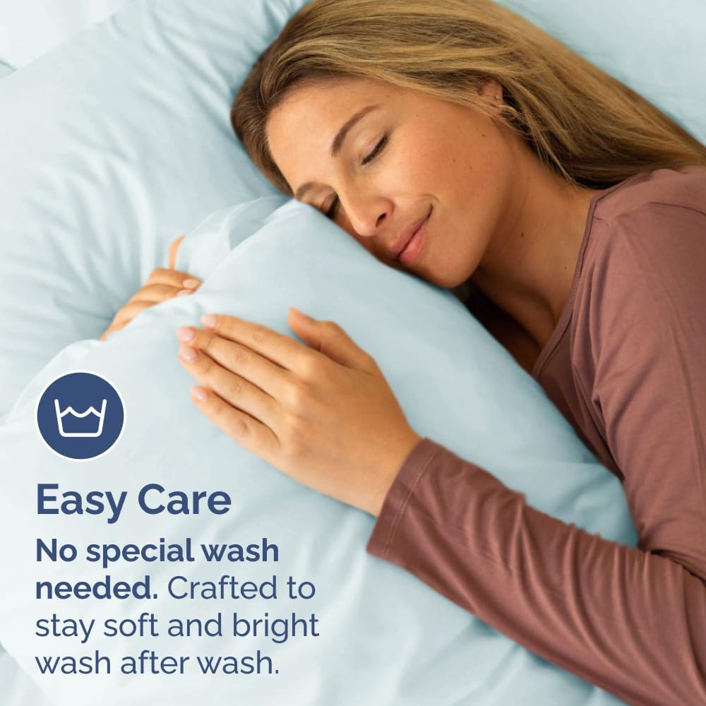 Queen Pillow Cases Set of 2 | Ultra Soft Hotel Quality Pillowcase Covers - Wrinkle-Free, Stain-Resistant - Ice Blue