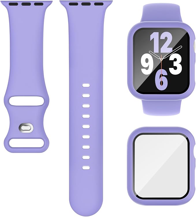 Compatible for Apple Watch Series 11 10 Band 42mm and Case with Screen Protector, Soft Silicone Sport Strap Bands and Protective Cover with Tempered Glass for iWatch Series 11 10