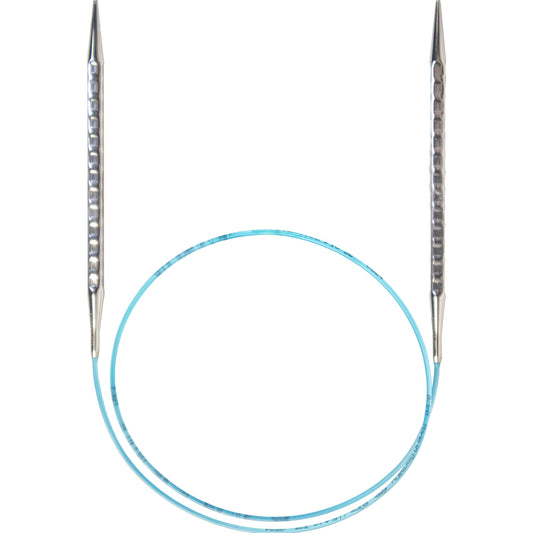skacel by addi Rocket 2 (Squared) Circular Knitting Needles, Fixed 24 Inch (60 cm) Plated Brass Tips with Flexible Nylon Cord, 4.5 mm (US Size 7)