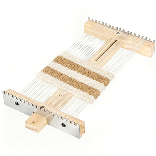 Adjustable Tapestry Weaving Loom Expandable 3.5in to 11.8in with Stainless Steel Peg Rails Wooden Frame Knitting Loom for Weaving Yarn Art Projects Ideal for Beginners Advanced