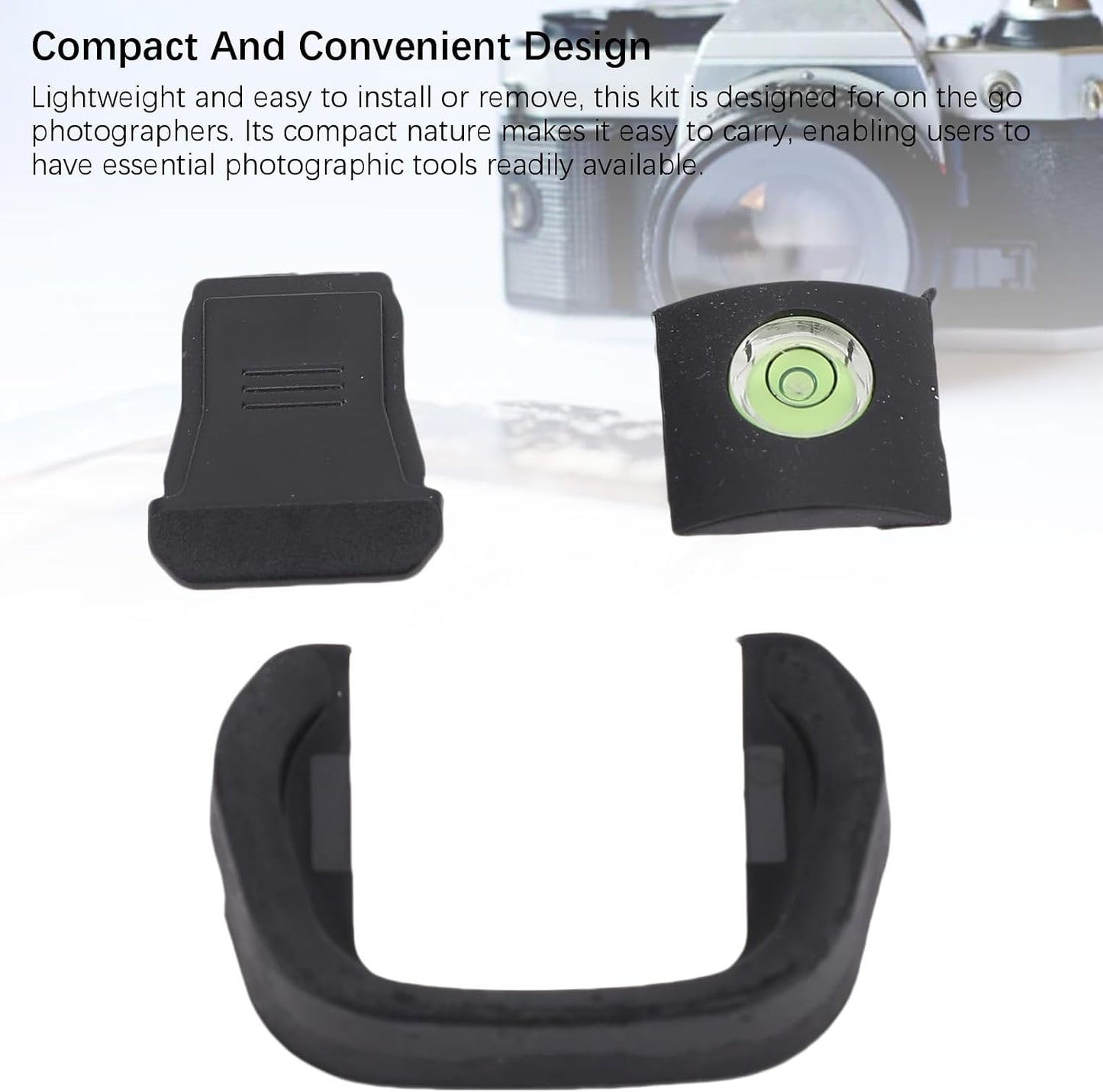 Camera Eyecup Hot Shoe Cover Spirit Level Kit, Soft Silicone Viewfinder Bubble Level for Mirrorless DSLR Cameras