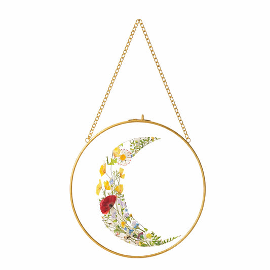 Beedecor Floating Glass Frame for Pressed Flowers Round -with Glass – Botanical Art Display, DIY Dried Flower, Rustic Decor (Gold)