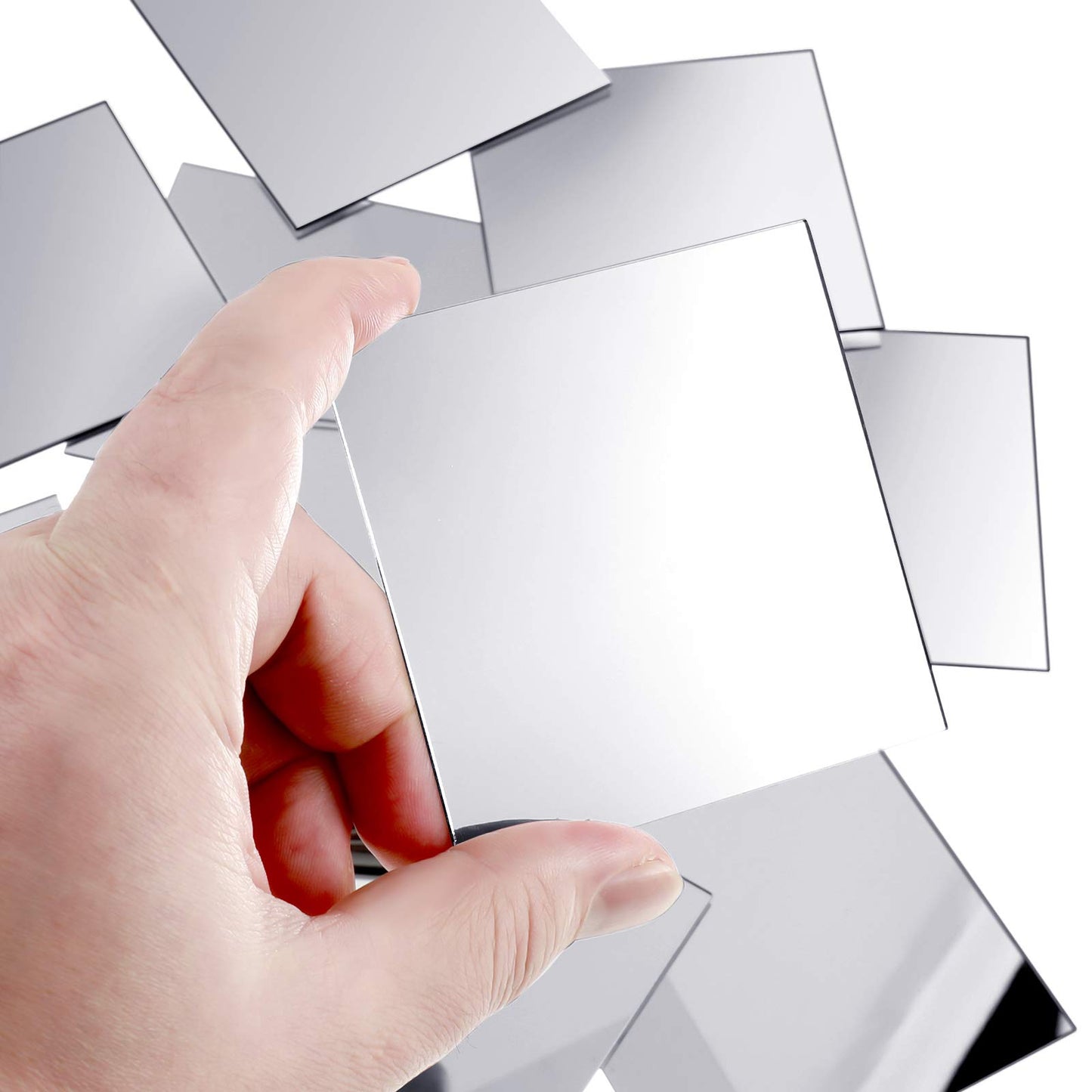 Jetec 25 Pcs Mini Size Acrylic Square Mirror Adhesive Small Square Mirror Tiles for Crafts and DIY Projects Supplies (4 Inches)