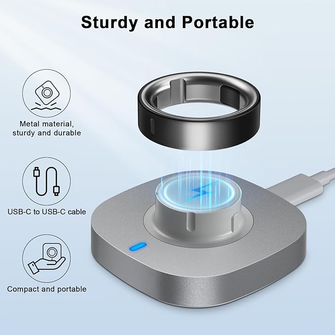 Compatible with Oura Ring Gen 4 Charger Size 12, Fast Charging Dock with USB-C Cable