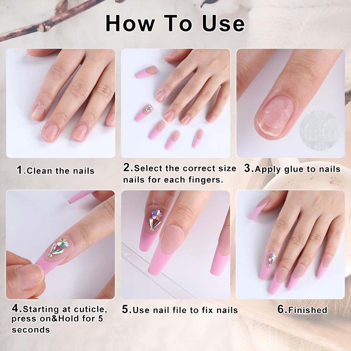 24Pcs Valentine's Day Press on Nails Short Square French Tip Fake Nails Pink Glitter False Nails Red Heart Artificial Nails Full Cover Glue on Nails Nude Stick on Nails Valentines Nails for Women DIY