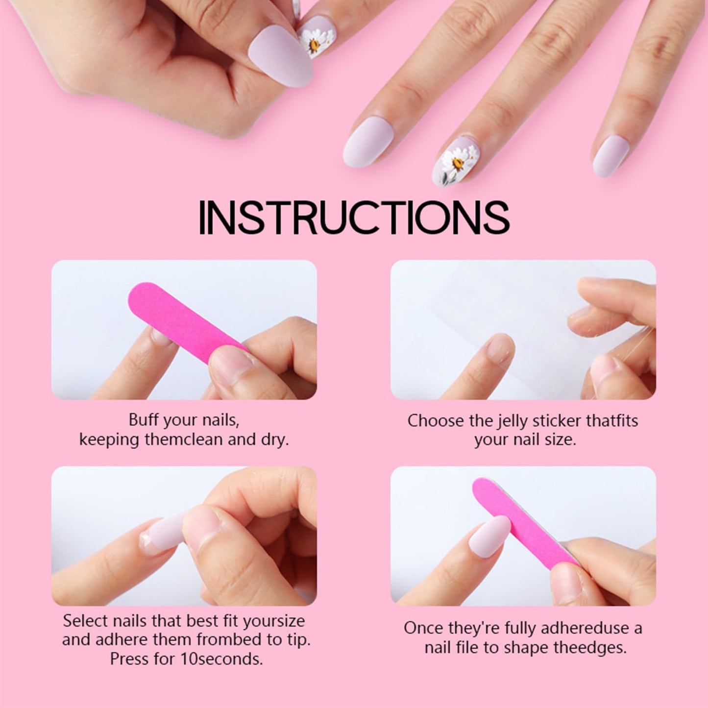 Pink Gradient Cat Eye Press on Nails Glossy Blue Ombre Cat Eye Acrylic Fake Nails 24Pcs White Flower False Nails Gel Glue on Nails for Manicure Cat Eye Stick on Short Almond Nails for Coquette Women