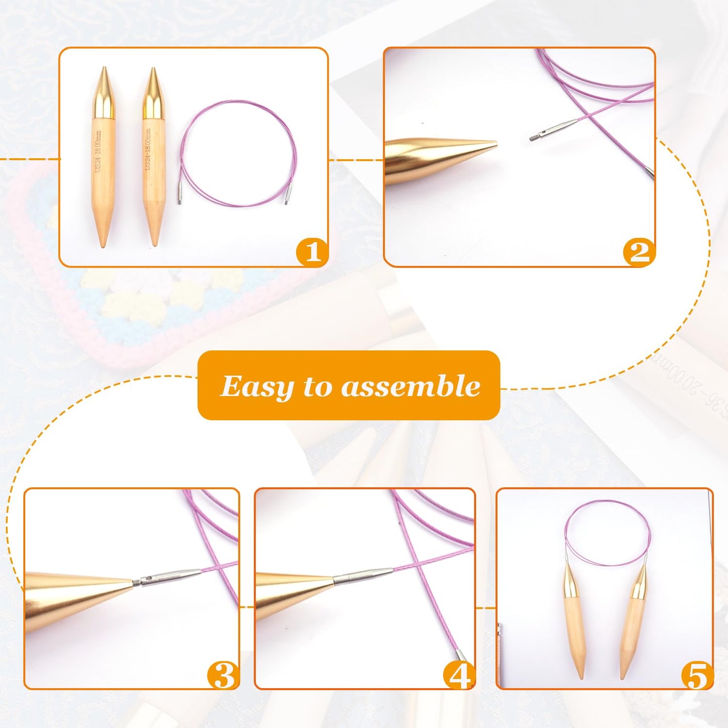 Mdoker Large Bamboo 25mm Circular Knitting Needles for Chunky & Bulky Yarn,Size 50 40 Inch Circular Knitting Needles for Handmade Knitting DIY and Any Weaven Yarn Projects(US Size 50,25mm)