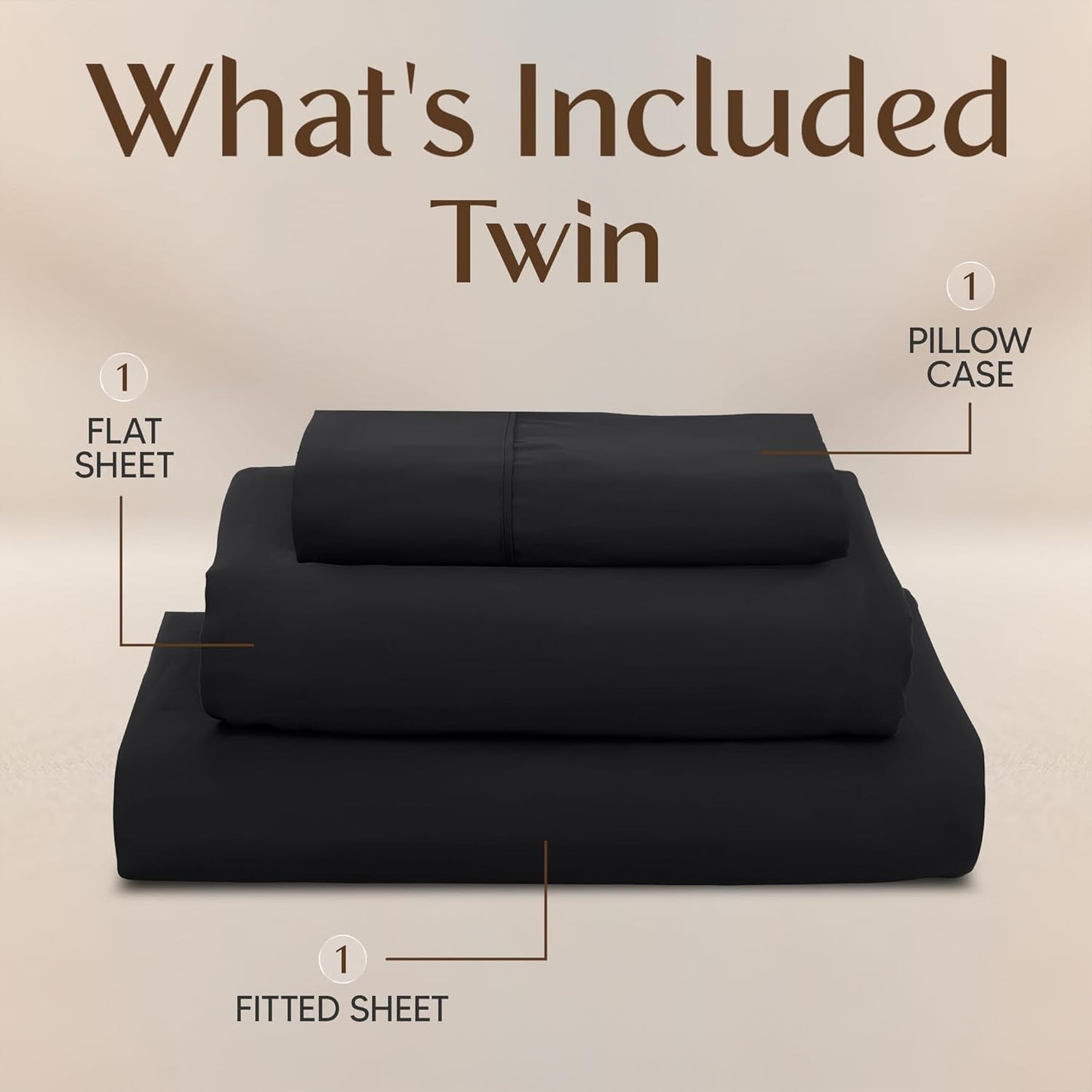 Utopia Bedding Twin Sheet Set - Soft & Breathable Microfiber 3-Piece Bed Sheets | Oeko-Tex Certified (Black)