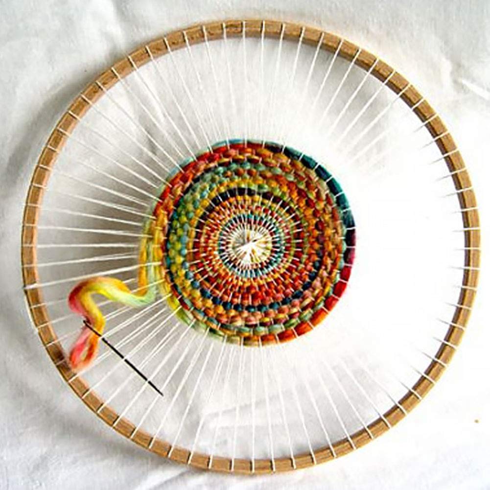 Handmade Weaving Machine, Multifunctional Round Wooden Machine Tools Knitting Loom DIY Handmade Household Weaving Machine for Knitting Coaster and Vintage Style Network（Diameter：11.4inch）