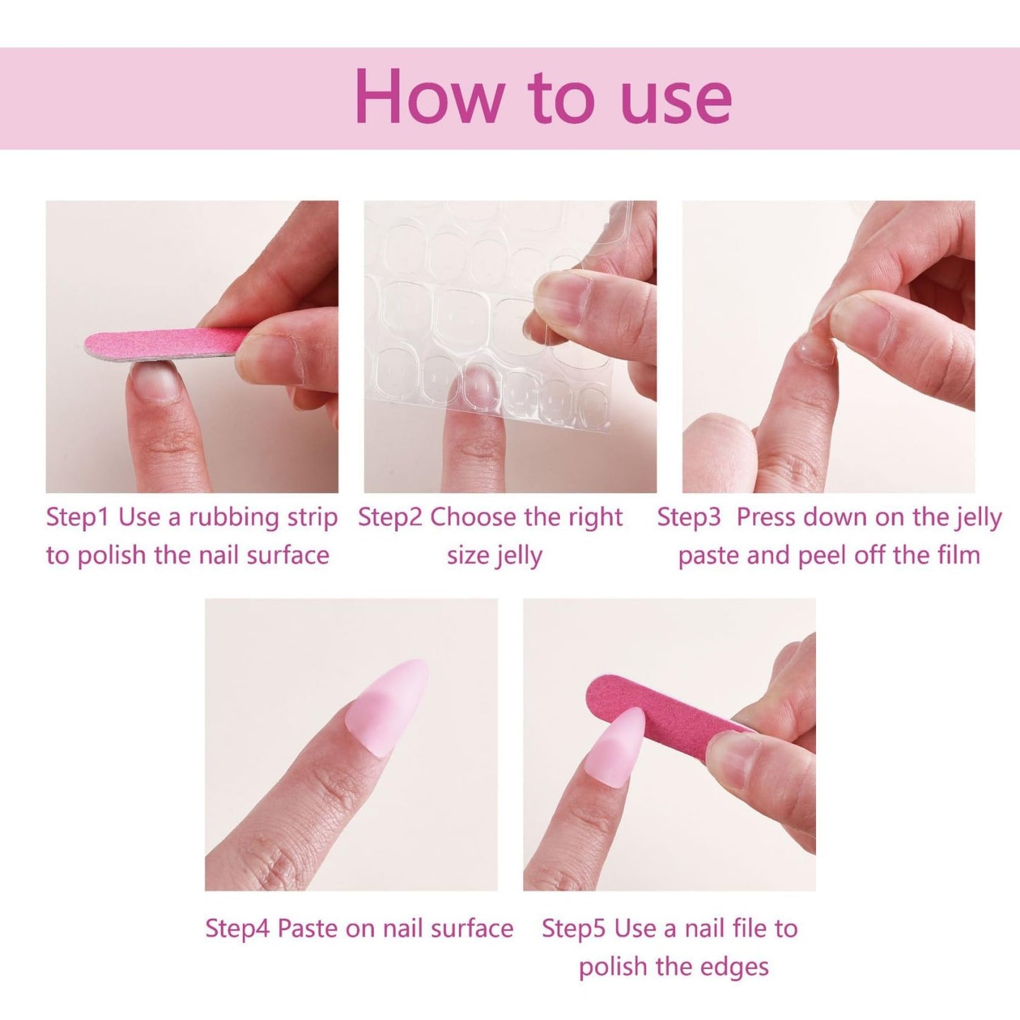 Medium Almond Press on Nails for Women Cherry & Star Fake Nails Artificial Stick on Nail