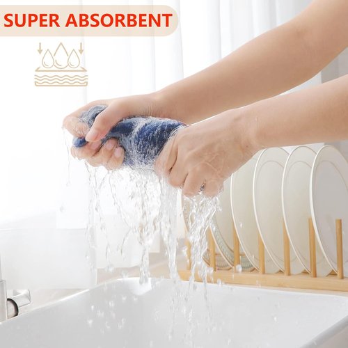 Homaxy Kitchen Dish Towels - Ultra Soft 100% Cotton Waffle Weave | Quick Drying, 13 x 28 Inches, Navy Blue, 18-Pack