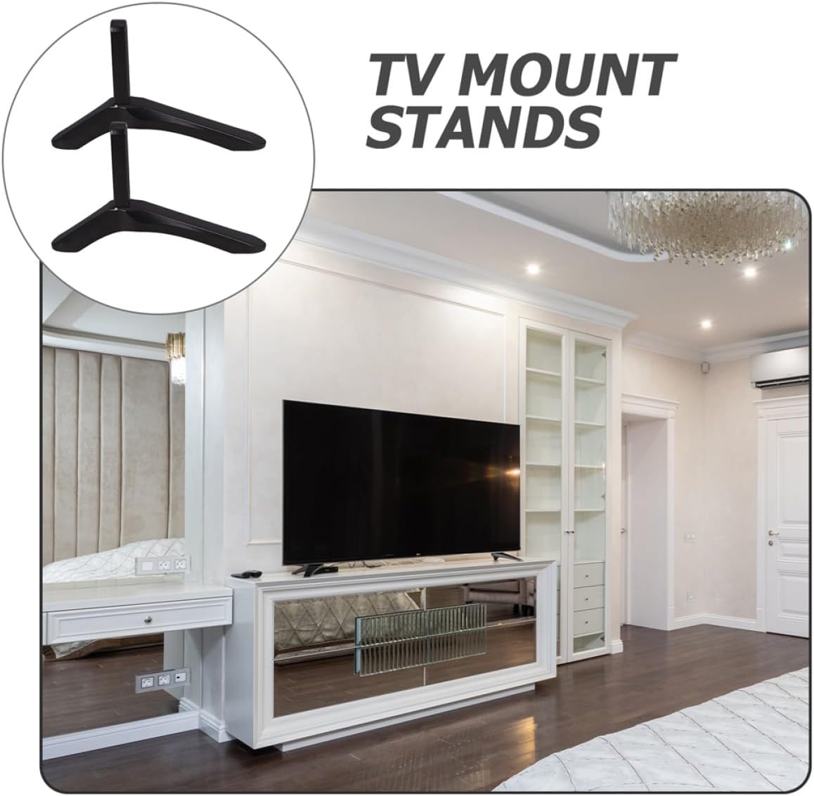 Kisangel Universal Aluminum TV Stand Legs Pair, No-Drill Stable TV Bracket for Small Bedroom Televisions, Heavy-Duty