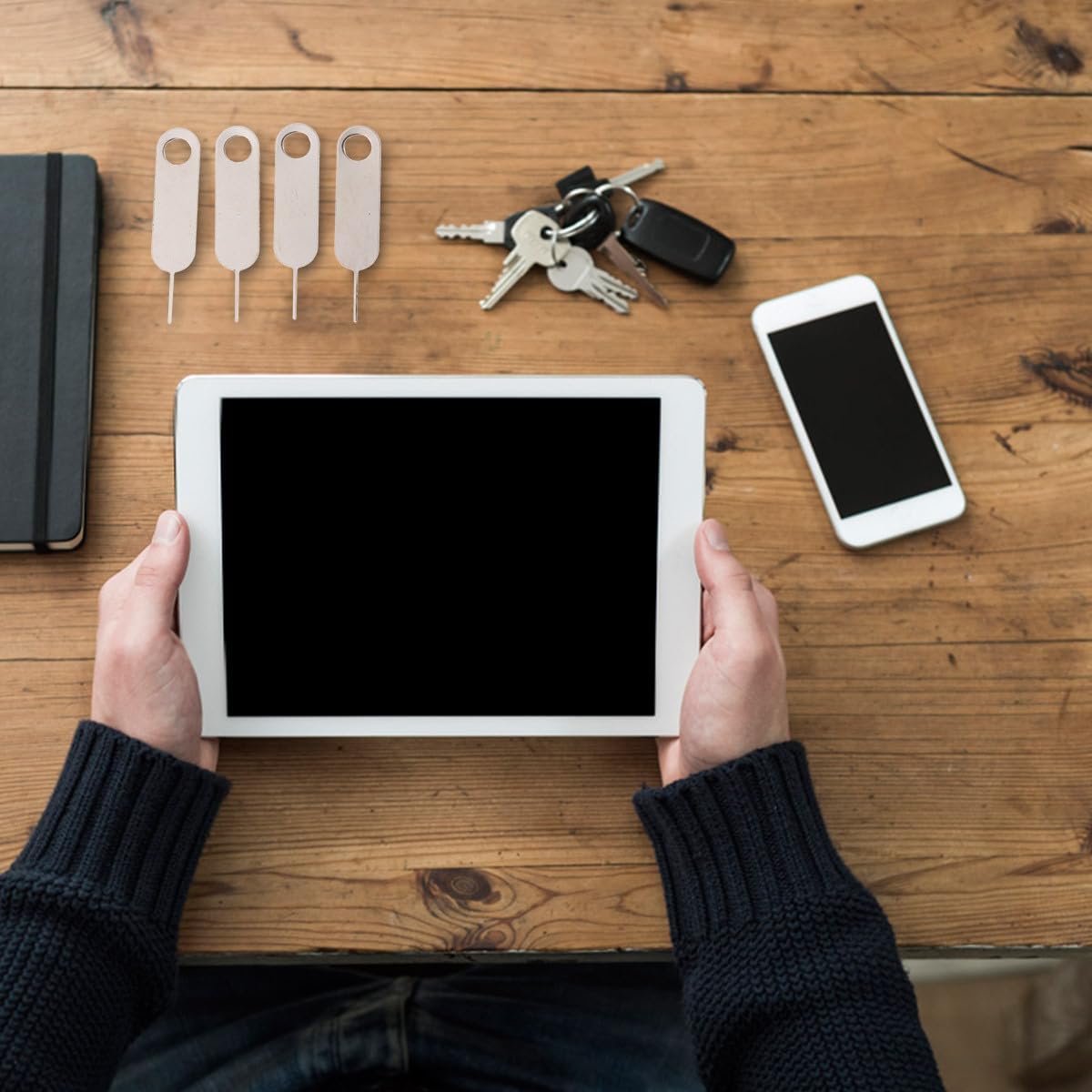 100pcs Set Universal Sim Card Pin Ejector Tool for Mobile Phones, Hard Steel Removal Needle Compatible with Smartphones