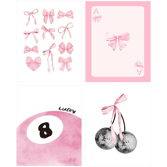 Yeaqee 4 Pcs Diamond Art Kits DIY Painting for Adult Aesthetic Wall Diamond Crafts Aesthetic Room Decor Cute Painting Pictures 5d Craft Wall Decor for Home 10 x 11.8''(Coquette)