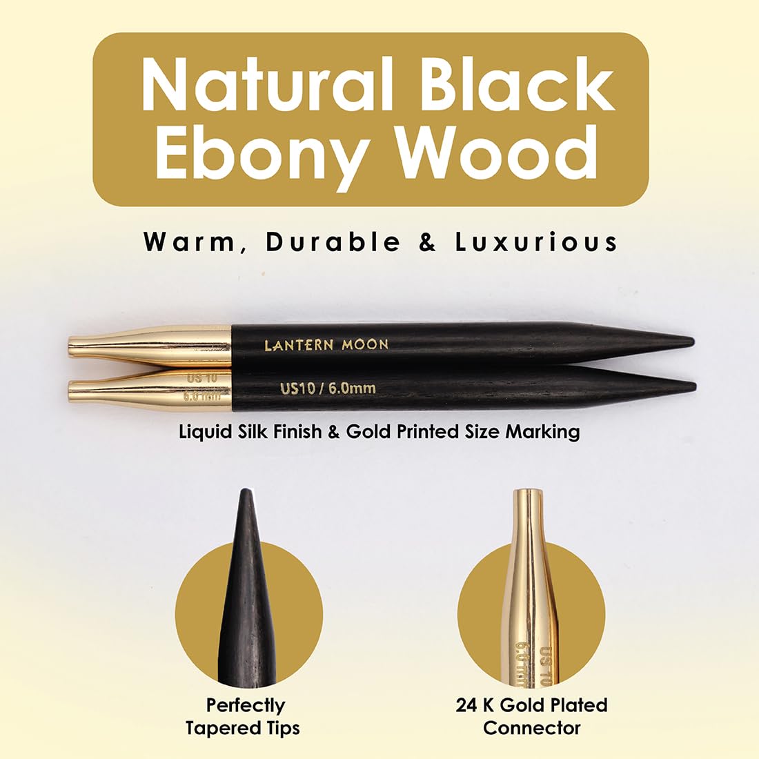Lantern Moon Ebony Wood Interchangeable Circular Knitting Needles 5" (13cm) | US Size 11 (8mm)