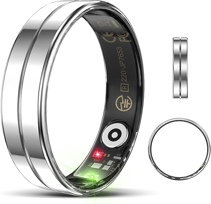 Ultra-Thin Smart Ring for Women Men,Sleep Tracker Ring with Heart Rate, Waterproof Fitness Ring for Activity Monitoring/Steps/Calories,No Subscription Fee,for iSO & Android (Silver, 9)
