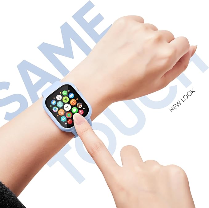 Compatible for Apple Watch Series 11 10 Band 46mm and Case with Screen Protector, Soft Silicone Sport Strap Bands and Protective Cover with Tempered Glass for iWatch Series 11 10