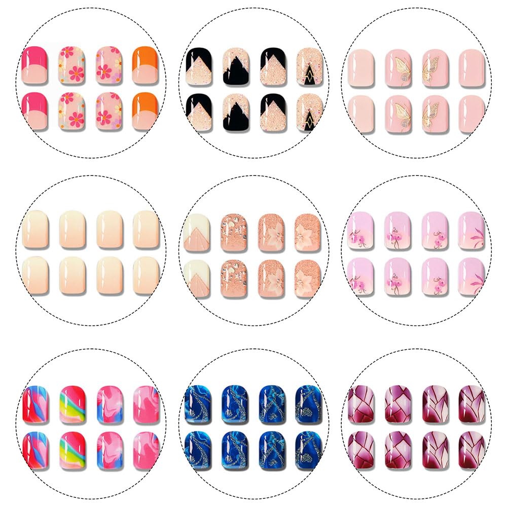 Semi Cured Gel Nail Strips French Tip Nail Stickers with Flower Designs Cute Glossy Gel Stickers Salon Quality & Easy to Use Need UV/LED Light for Women 20 Pcs
