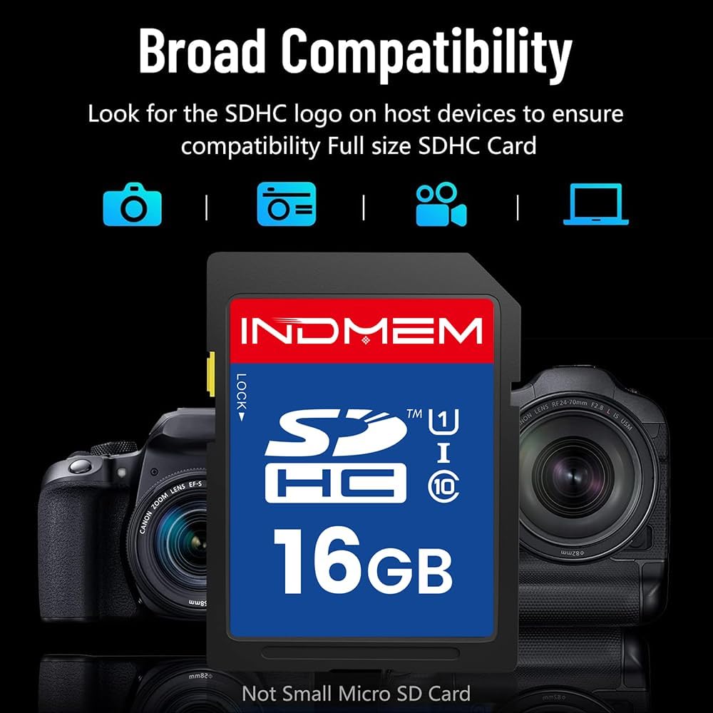 elecacc 16GB (3 Pack), C10 U1 10 4K SD Card SDHC UHS-I Memory Cards Class High-Speed Full HD Video Compatible
