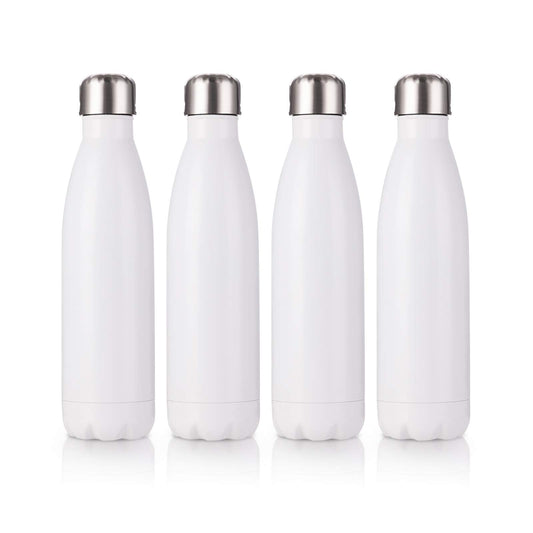 PYD Life 17 OZ Sublimation Sports Water Bottles Blanks White Stainless Steel Tumbler Vacuum Flasks with Lid for Tumbler Heat Press Sublimation Oven Printing 4 Pack