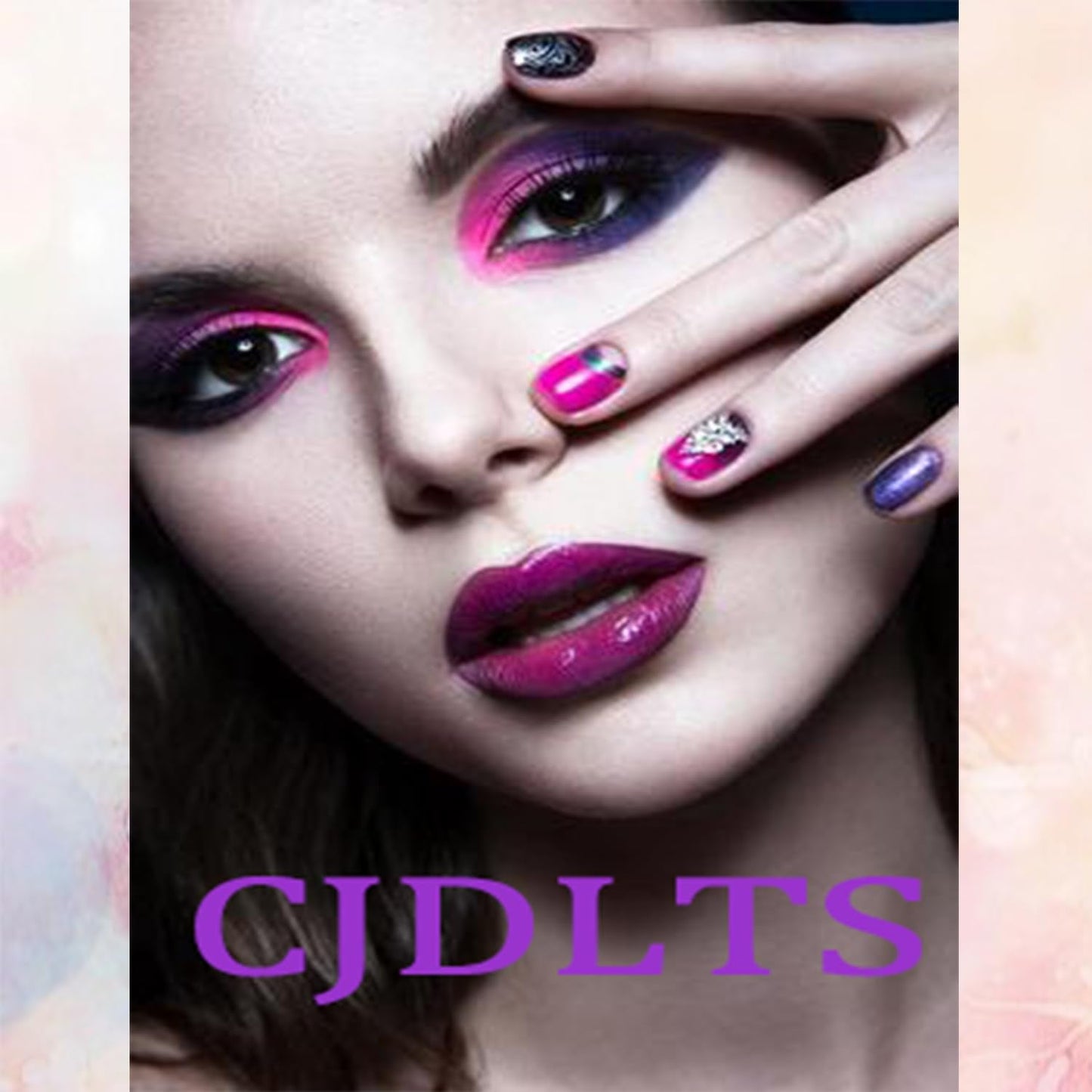 CJDLTS Almond Tip Press on Nails Long Length Glitter Diamond Design Black Gradient Acrylic False Nail Full Cover Artificial Stick on Nail 24Pcs Reusable Press Ons Glue on Nails for Women