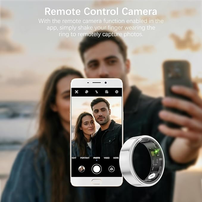 Smart Health Rings for Women Men, Fitness Tracker with Heart Rate, Blood Oxygen, HRV, Sleep Tracker, Step Tracker, No Subscription Fee, IP68 Waterproof Smart Ring for iphone & Android (Silver, 7#)