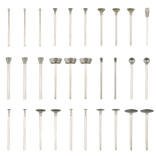 Orialvenka 30Pcs Diamond Grinding Bit Polishing Kit Compatible with Dremel Stone Carving Set Diamond Bits 1/8" (2.35mm/3mm) Shank Accessories for Stone Glass Ceramics Carving, Polishing, Grinding