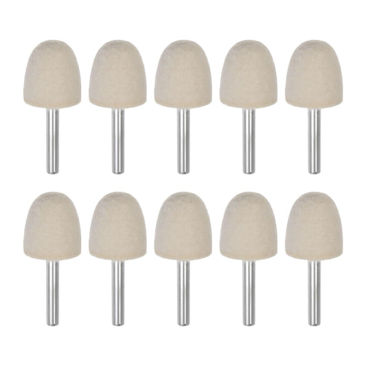 HARFINGTON 10pcs Wool Felt Mounted Mandrel Points 25mm Head 1/4 Inch Shank Conical Polishing Bits Burrs Felt Polishing Buffing Wheel for Rotary Tool