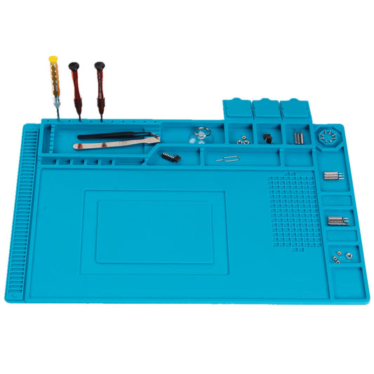 Solder Mat, Large Silicone Electronics Repair Mat, Premium Heat Resistant 932°F Magnetic Soldering Mat for Cell Phone, Laptop Repair, BGA Soldering Gun Iron 17.7''x 11.8'' Blue
