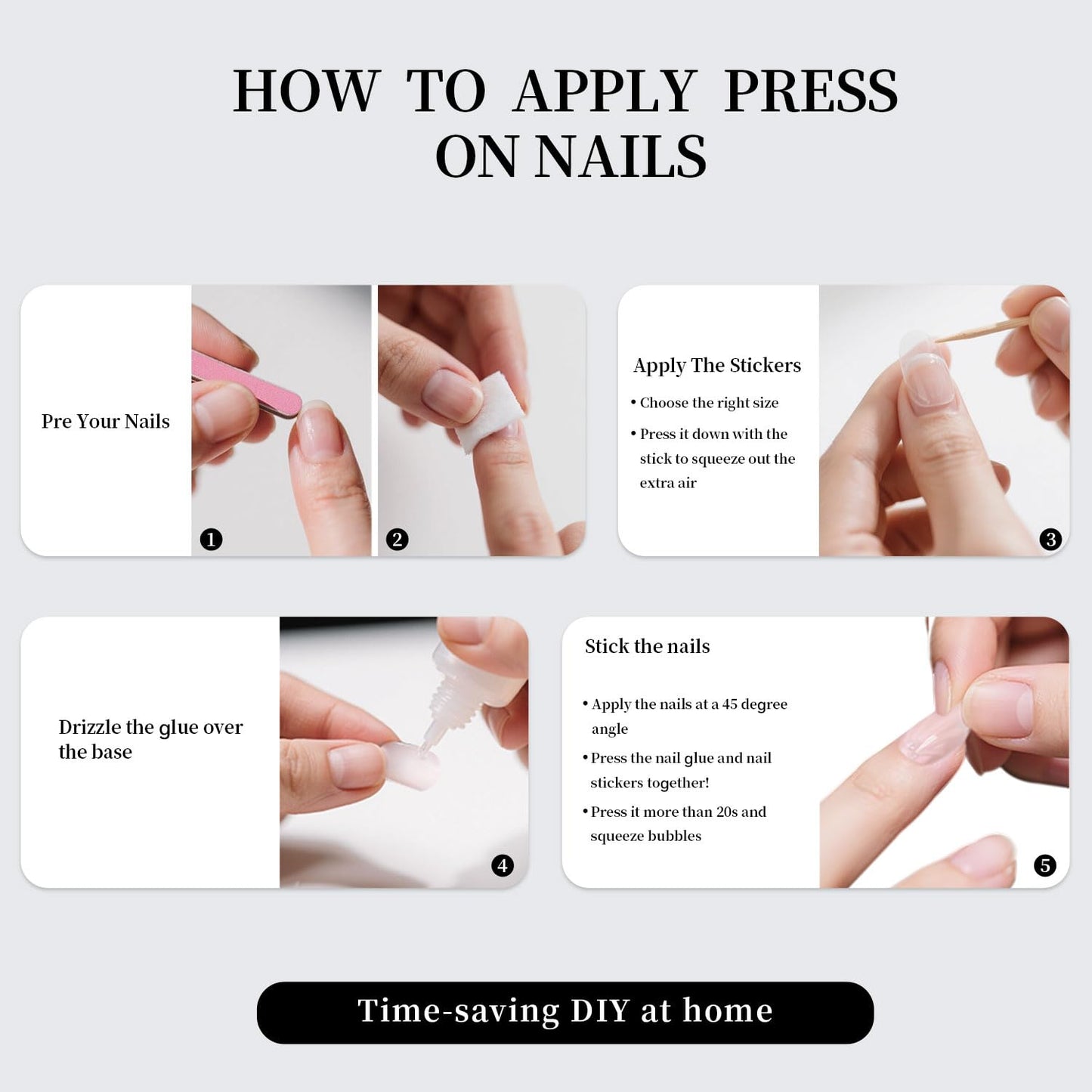 Stbisen Ivory Press On Nails Short Square, Glossy Acrylic Off White Fake Nails, Thick Reusable Glue On Nails, Perfect for Daily Wear, Offering a Refined Touch, 15 Sizes - 30Pcs