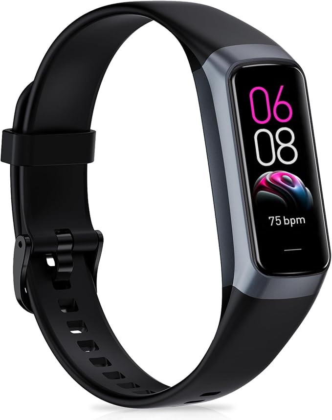 Fitness Tracker with 24/7Heart Rate, Blood Pressure, Sleep Tracking, Calorie, Activity Tracker with 1.1" AMOLED Color Screen, Waterproof Step Tracker for Android iPhones Women Men