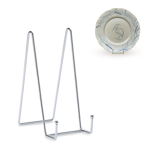 Hoewina Plate Stands for Display, Plate Holder Display Stands, Metal Frame holder stand for Book, Picture, Decorative Plate, Photo and Platter, Tabletop Art (8IN 5PCS-Silver)