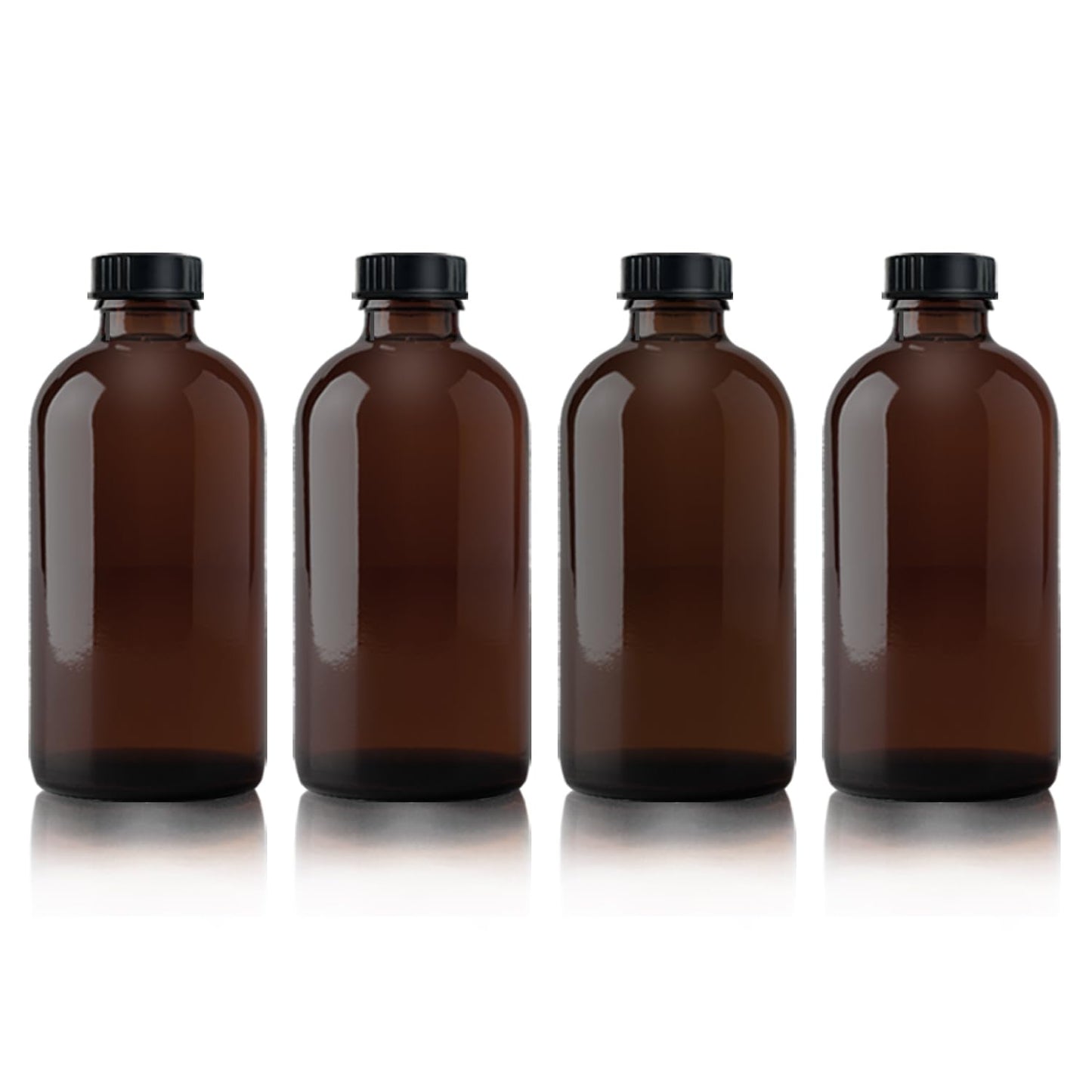 Popokeegoo 4Pcs 16 oz Amber Glass Bottle Brown Round Bottles with Caps, for Vanilla Extract Homemade, for Syrup Gift Glass Food Storage Canister Set, Sauce Beans, Essential Oil