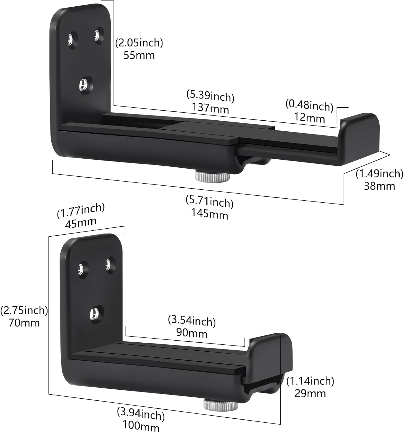 MegaDive 44 lbs,Adjustable Speaker Wall Mount BracketCompatible with Samsung Soundbar&Bose Soundbar .etc Various Brands