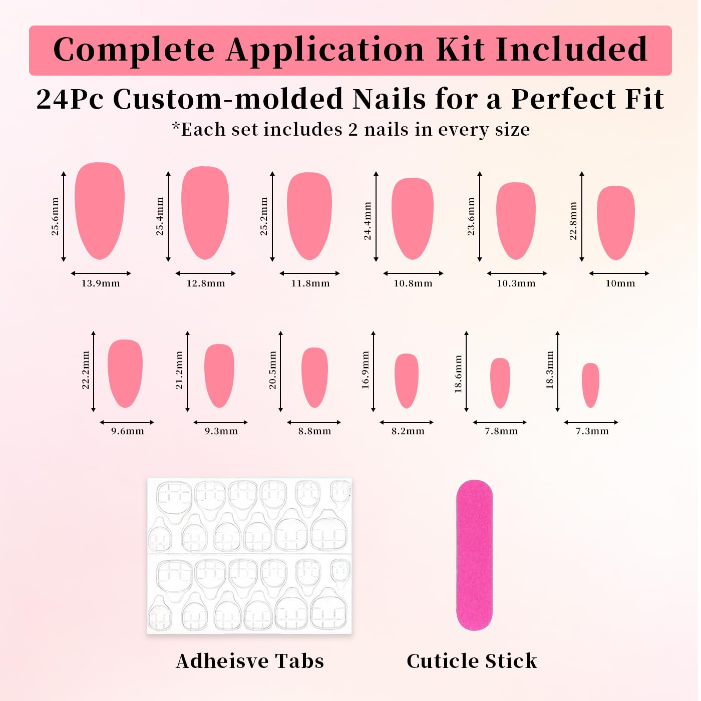 Goolich Glitter Navy Blue French Tip Press On Nails Medium Almond, Bead with 3D Floral Nails Press ons Set with Adhesive Tabs, 24 Pcs 12 Size Reusable Full Cover Glue on Nails for Women